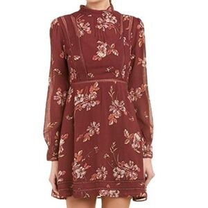 ASTR THE LABEL Georgette Floral Long Sleeve Dress Medium NEW
